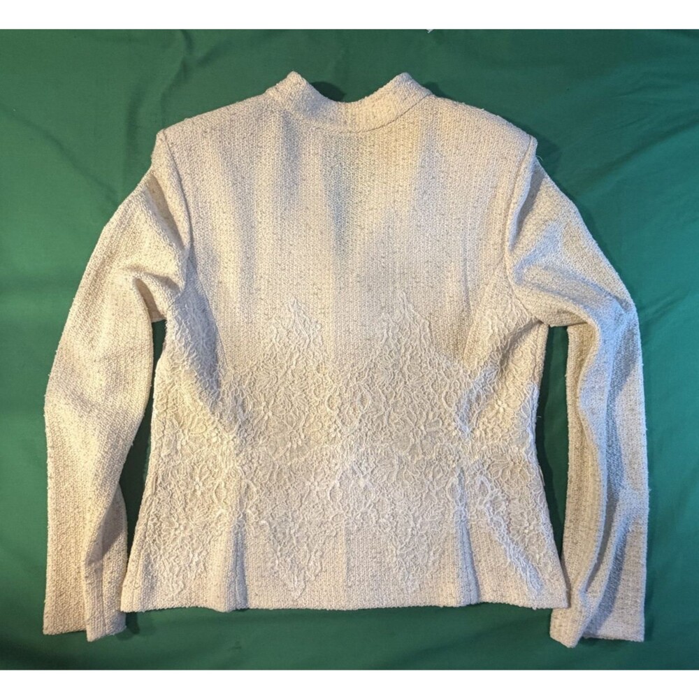 🖤✨ St. John Collection Knit Zip-Up Sweater Top w/ Lace Details Size 10 👚💎 - Picture 6 of 8